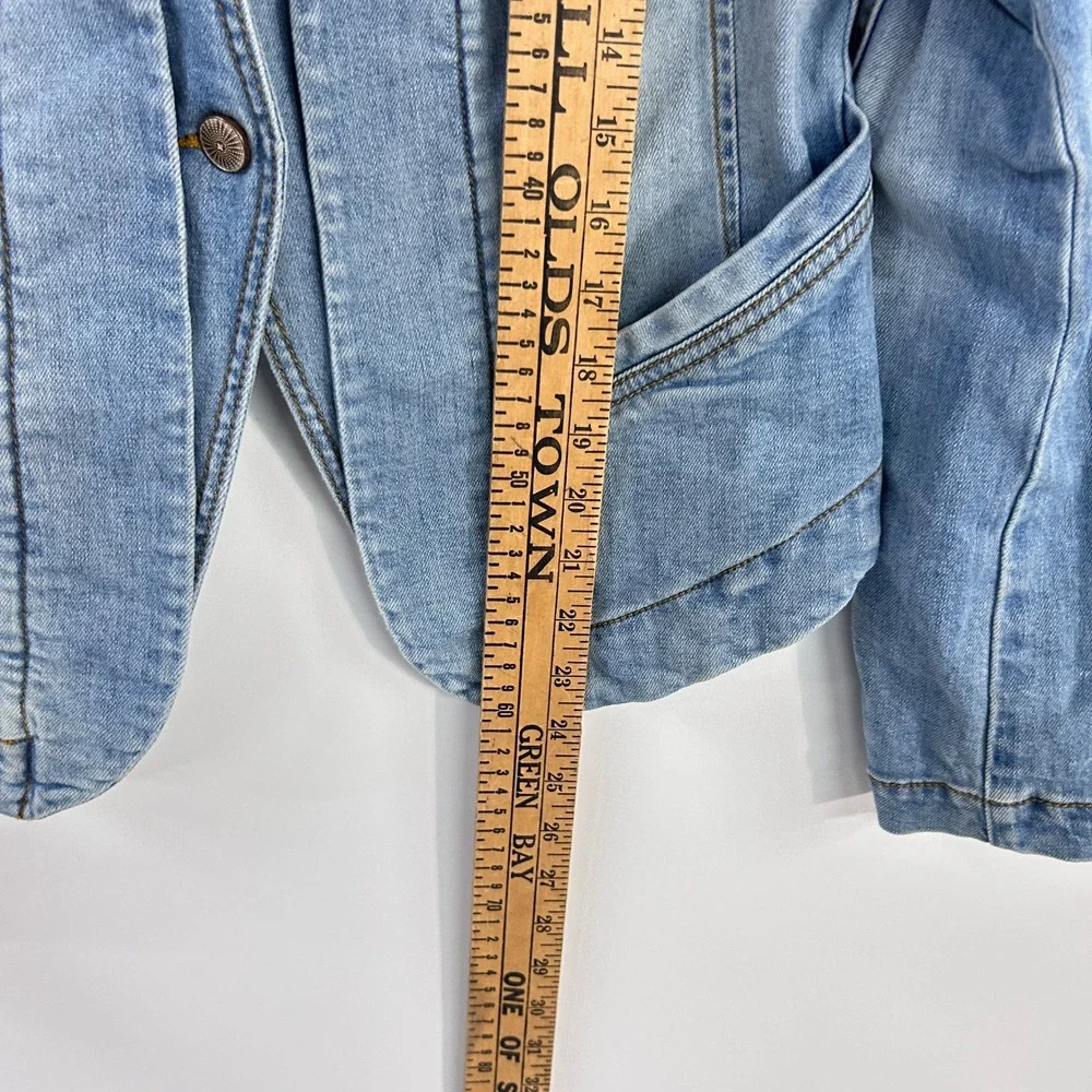 Light Wash Denim Blazer Jacket Small Tailored Preppy Western Americana Coastal